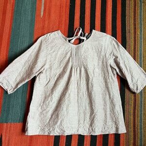 Light Purple Gray Blouse with Tie Back